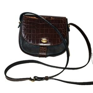 Bally Crossbody/saddle Bag  Black with Brown Embossed Excellent VTG Condition